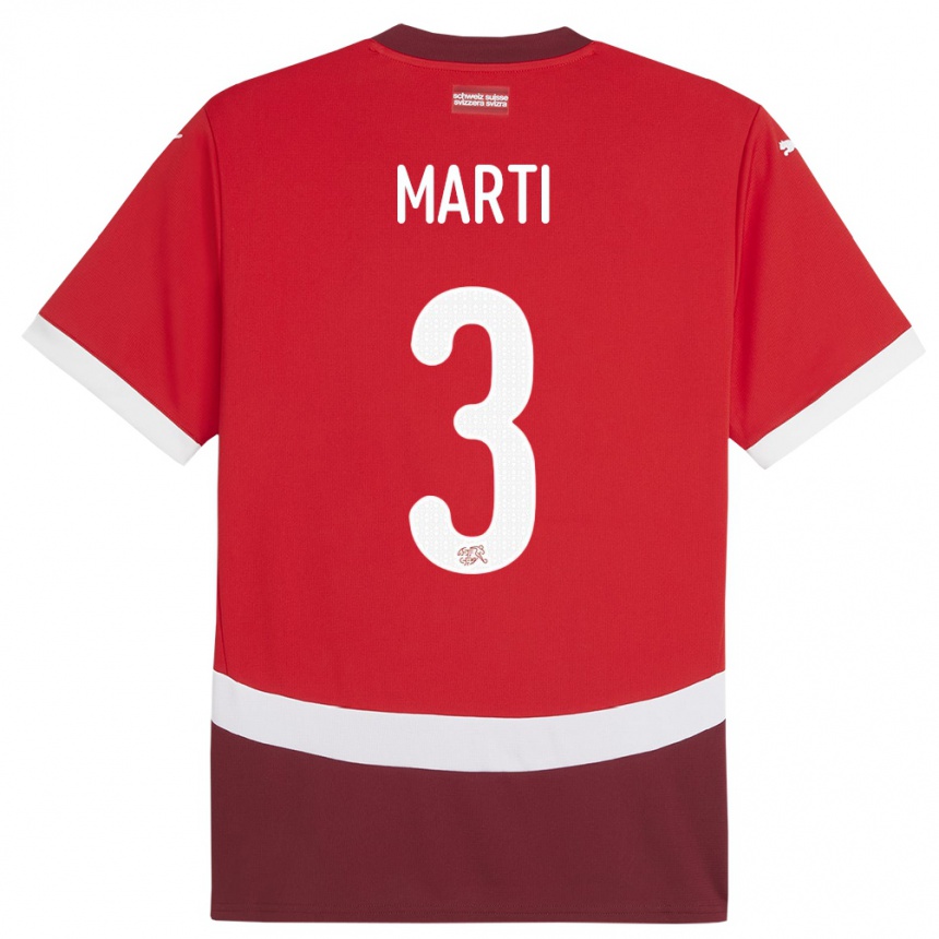 Niño Fútbol Camiseta Suiza Lara Marti #3 Rojo 1ª Equipación 24-26 Argentina