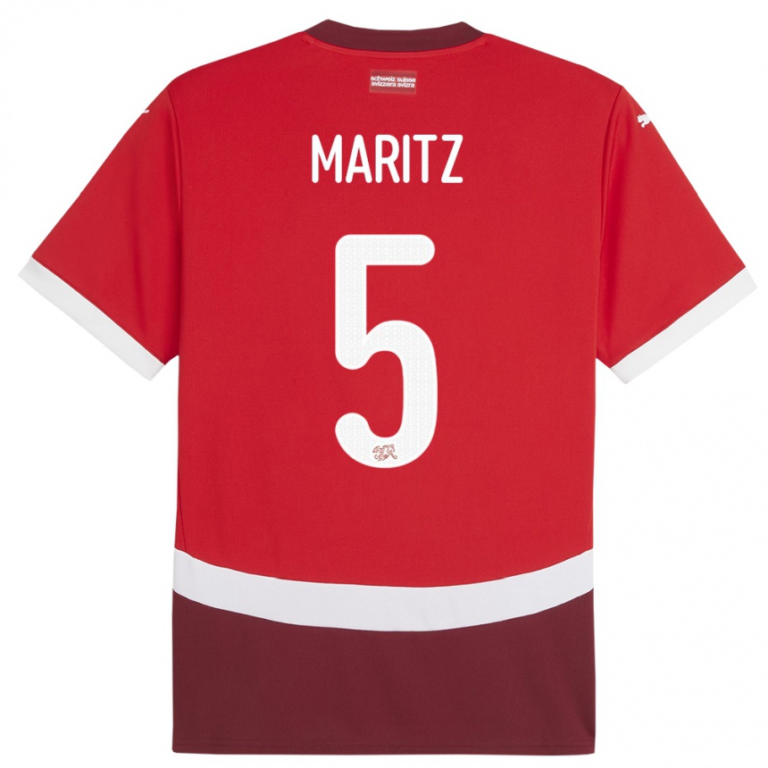 Niño Fútbol Camiseta Suiza Noelle Maritz #5 Rojo 1ª Equipación 24-26 Argentina