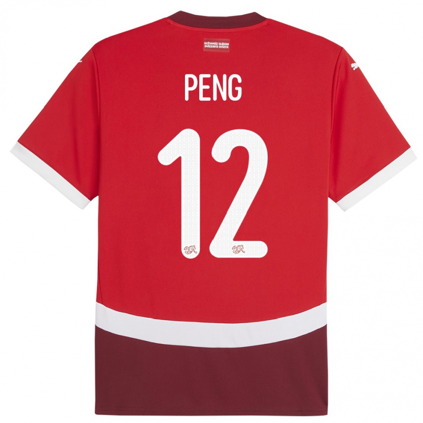 Niño Fútbol Camiseta Suiza Livia Peng #12 Rojo 1ª Equipación 24-26 Argentina