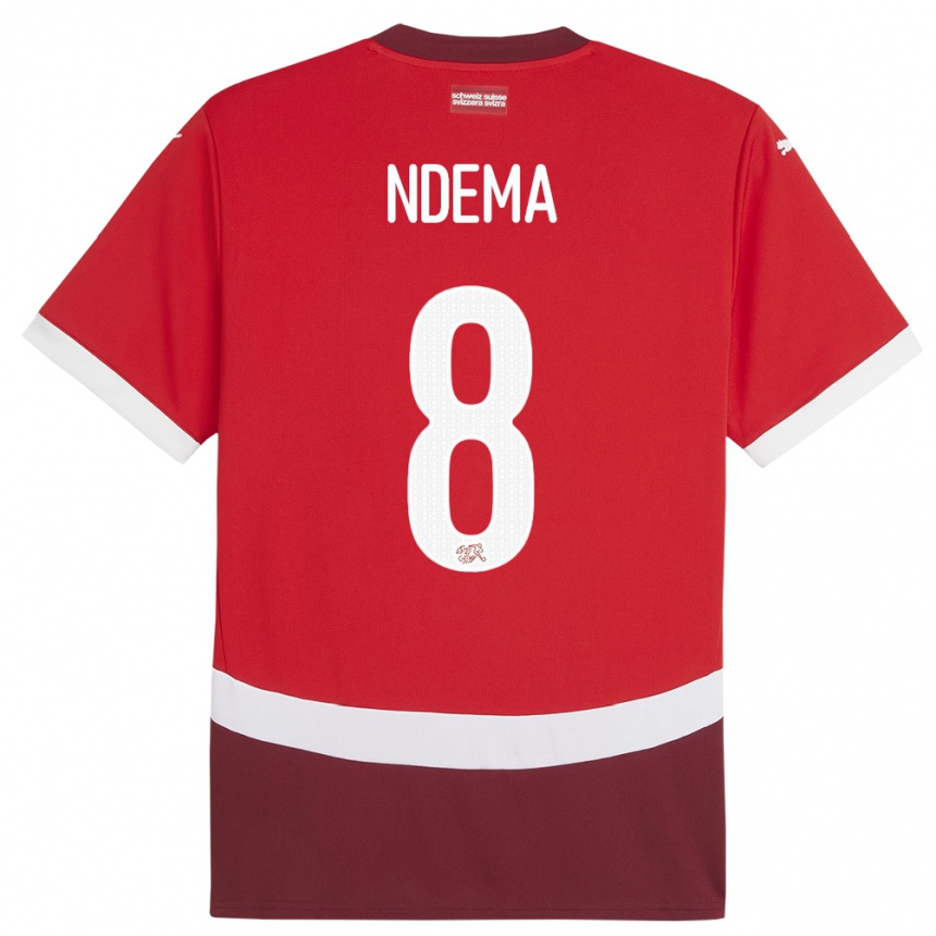 Niño Fútbol Camiseta Suiza Lois Ndema #8 Rojo 1ª Equipación 24-26 Argentina