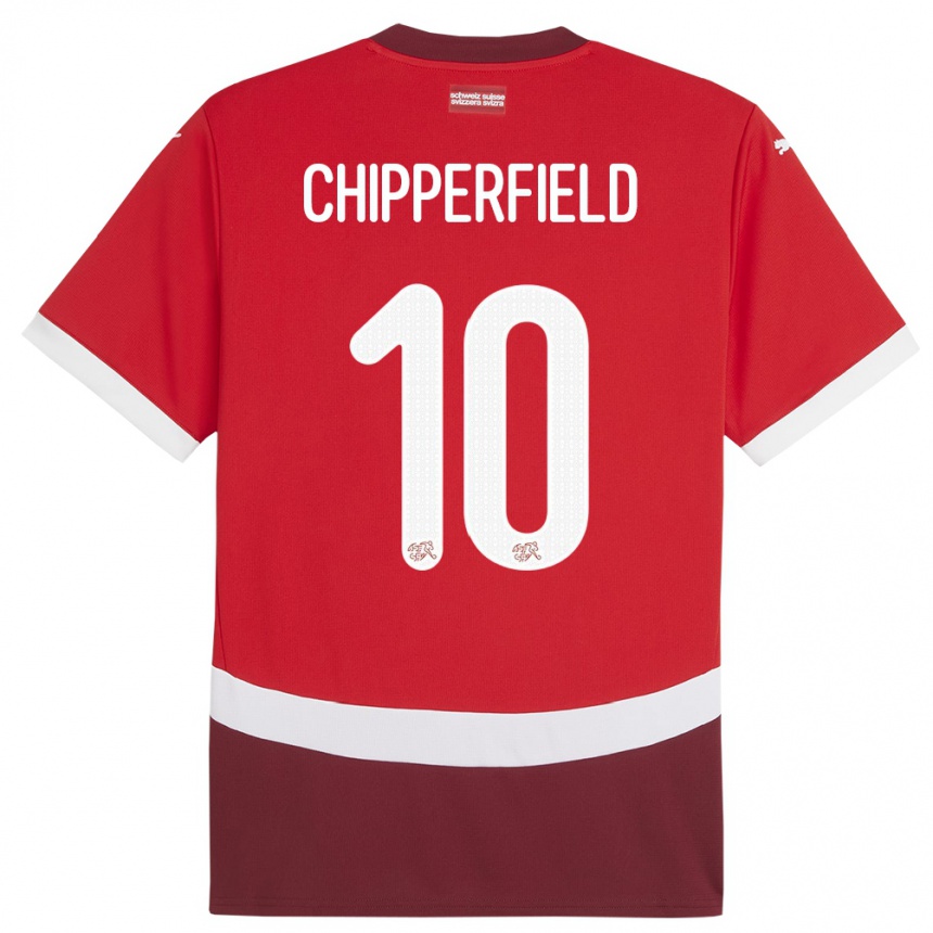 Niño Fútbol Camiseta Suiza Liam Chipperfield #10 Rojo 1ª Equipación 24-26 Argentina