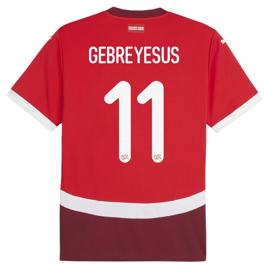 Niño Fútbol Camiseta Suiza Esey Gebreyesus #11 Rojo 1ª Equipación 24-26 Argentina