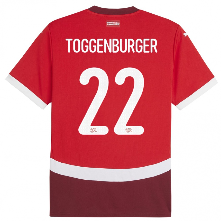 Niño Fútbol Camiseta Suiza Nando Toggenburger #22 Rojo 1ª Equipación 24-26 Argentina