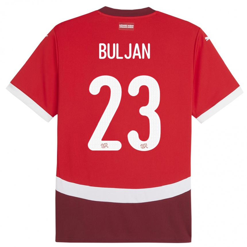 Niño Fútbol Camiseta Suiza Leo Buljan #23 Rojo 1ª Equipación 24-26 Argentina