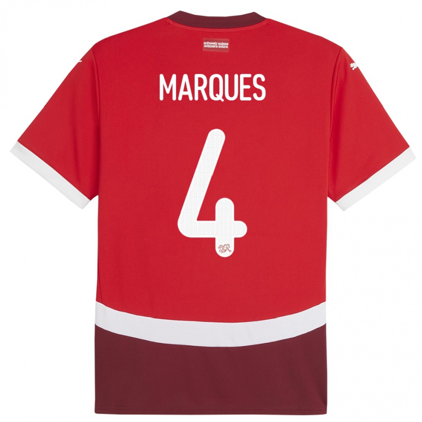 Niño Fútbol Camiseta Suiza Christian Marques #4 Rojo 1ª Equipación 24-26 Argentina