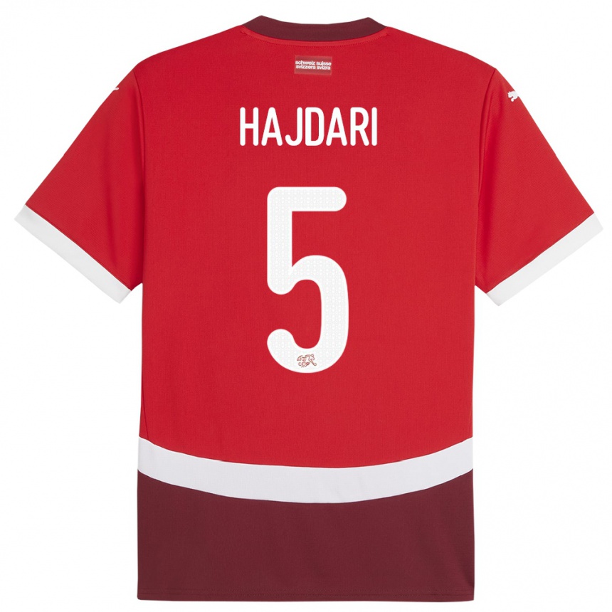 Niño Fútbol Camiseta Suiza Albian Hajdari #5 Rojo 1ª Equipación 24-26 Argentina