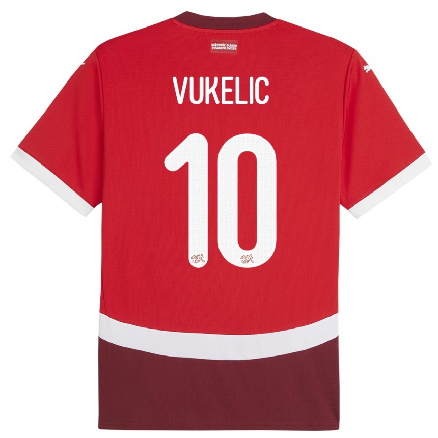 Niño Fútbol Camiseta Suiza Mile Vukelic #10 Rojo 1ª Equipación 24-26 Argentina