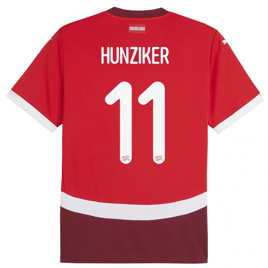 Niño Fútbol Camiseta Suiza Andrin Hunziker #11 Rojo 1ª Equipación 24-26 Argentina