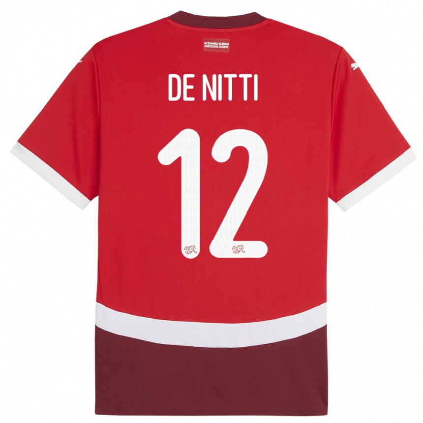 Niño Fútbol Camiseta Suiza Gianni De Nitti #12 Rojo 1ª Equipación 24-26 Argentina