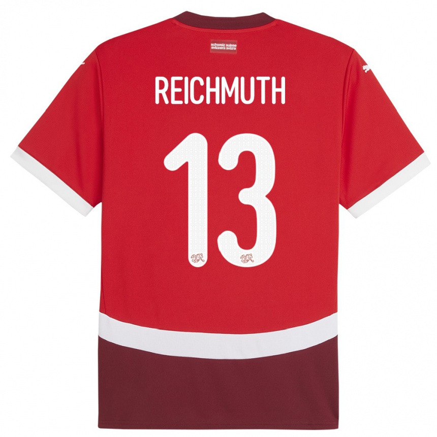 Niño Fútbol Camiseta Suiza Miguel Reichmuth #13 Rojo 1ª Equipación 24-26 Argentina