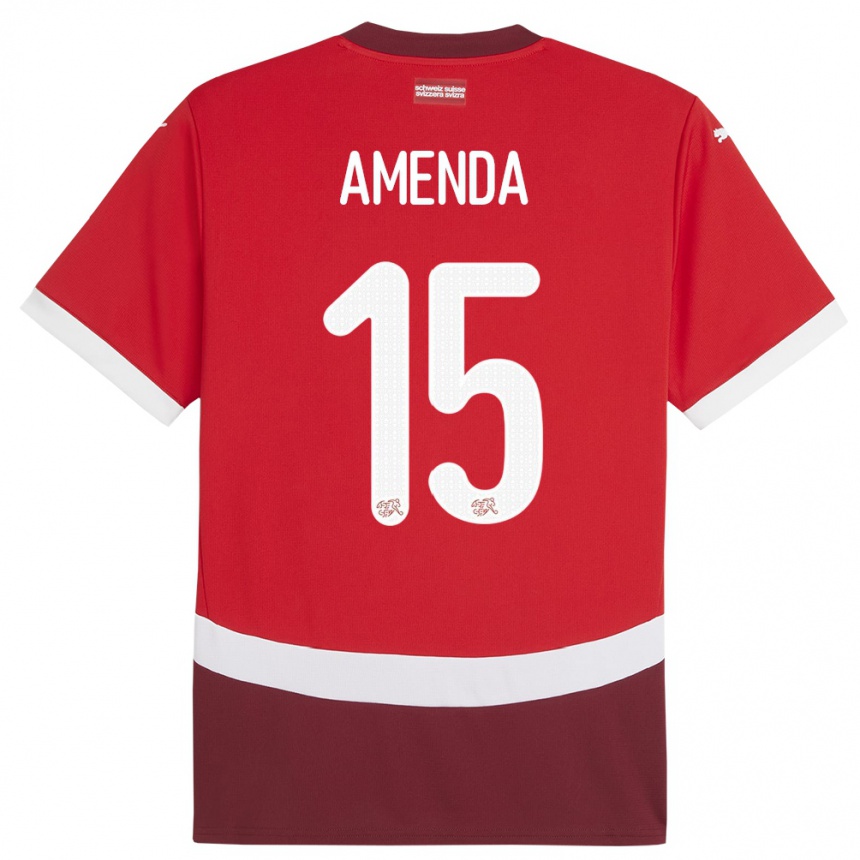 Niño Fútbol Camiseta Suiza Aurele Amenda #15 Rojo 1ª Equipación 24-26 Argentina