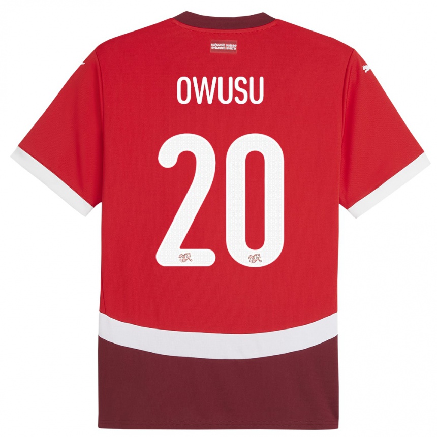 Niño Fútbol Camiseta Suiza Tyron Owusu #20 Rojo 1ª Equipación 24-26 Argentina