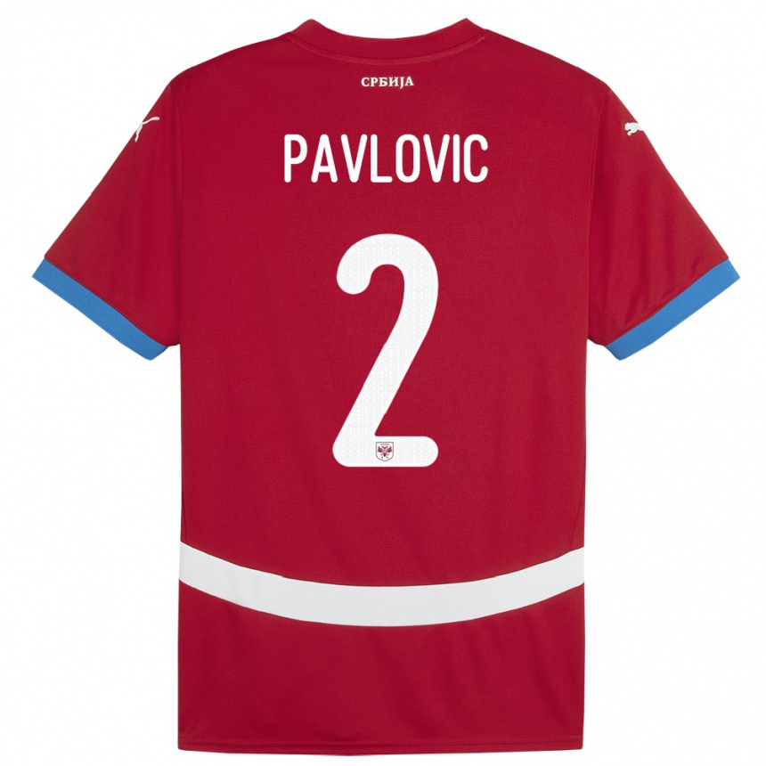 Niño Fútbol Camiseta Serbia Strahinja Pavlovic #2 Rojo 1ª Equipación 24-26 Argentina