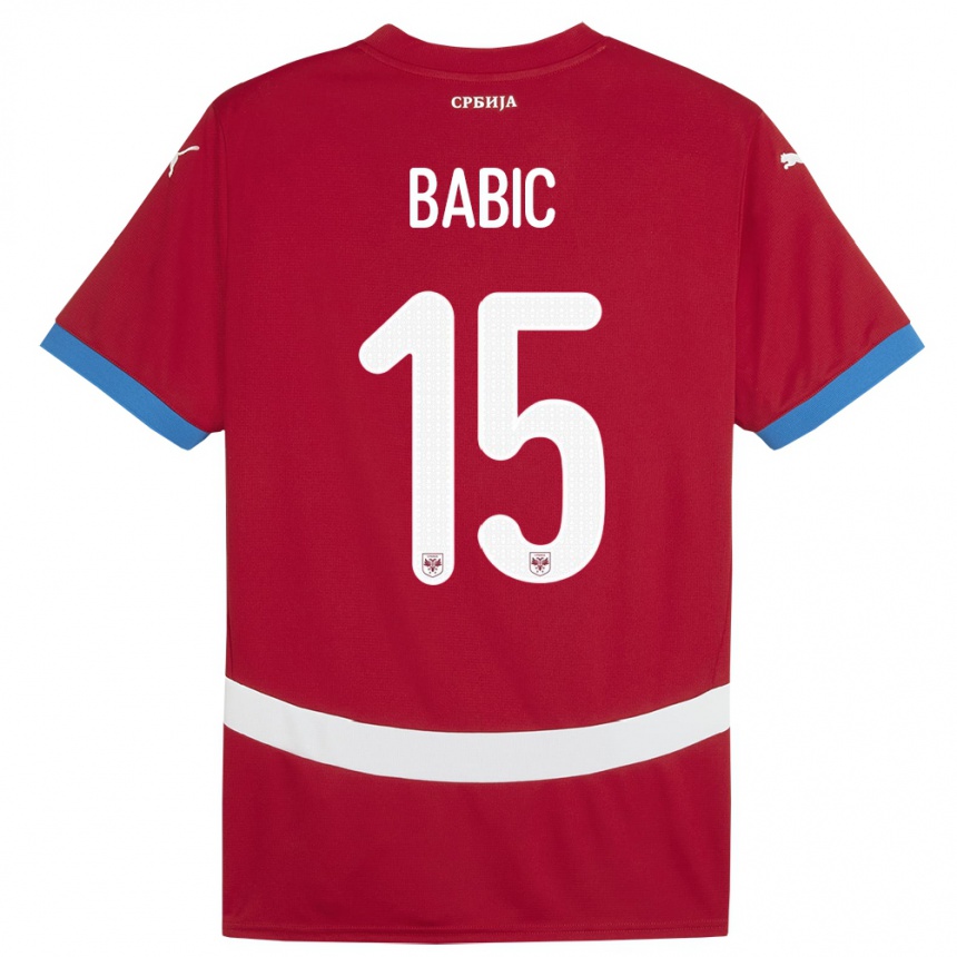 Niño Fútbol Camiseta Serbia Srdjan Babic #15 Rojo 1ª Equipación 24-26 Argentina