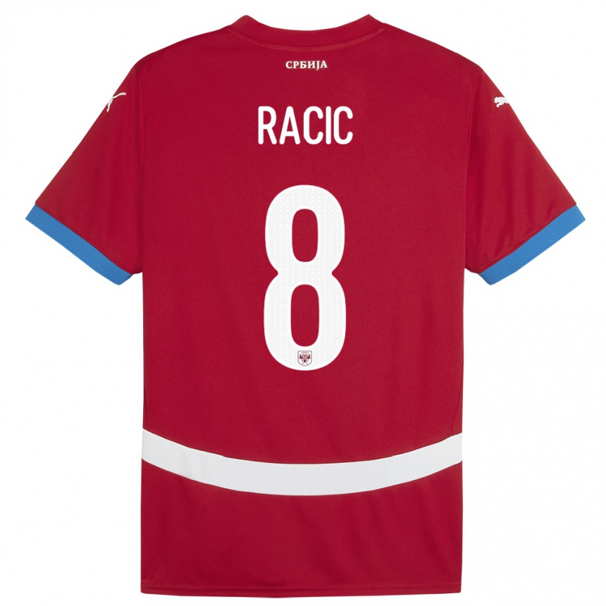 Niño Fútbol Camiseta Serbia Uros Racic #8 Rojo 1ª Equipación 24-26 Argentina