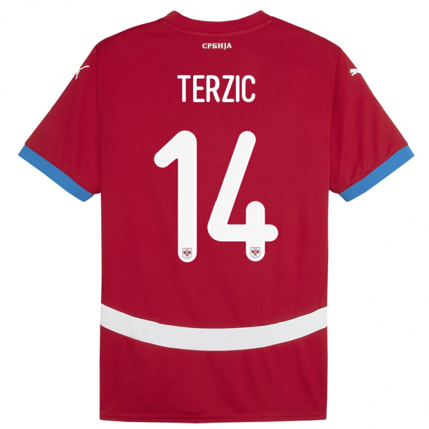 Niño Fútbol Camiseta Serbia Aleksa Terzic #14 Rojo 1ª Equipación 24-26 Argentina