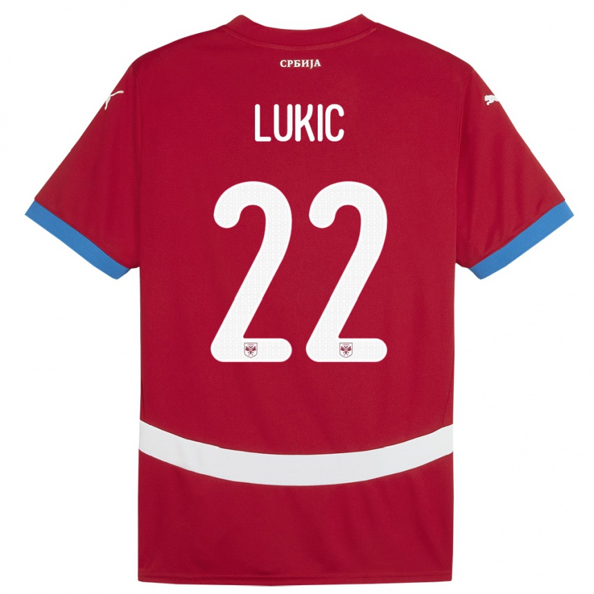 Niño Fútbol Camiseta Serbia Sasa Lukic #22 Rojo 1ª Equipación 24-26 Argentina