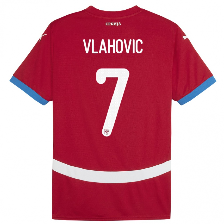 Niño Fútbol Camiseta Serbia Dusan Vlahovic #7 Rojo 1ª Equipación 24-26 Argentina