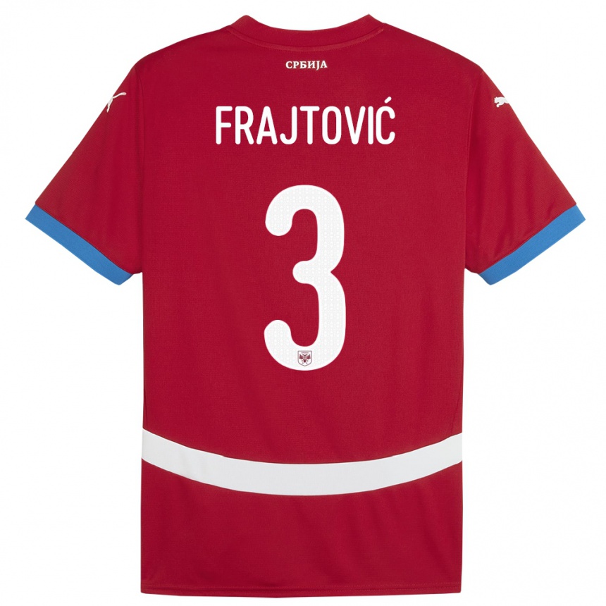 Niño Fútbol Camiseta Serbia Andela Frajtovic #3 Rojo 1ª Equipación 24-26 Argentina