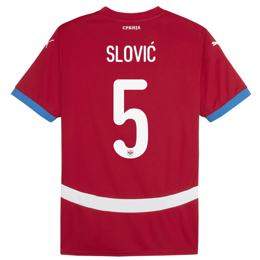 Niño Fútbol Camiseta Serbia Violeta Slovic #5 Rojo 1ª Equipación 24-26 Argentina