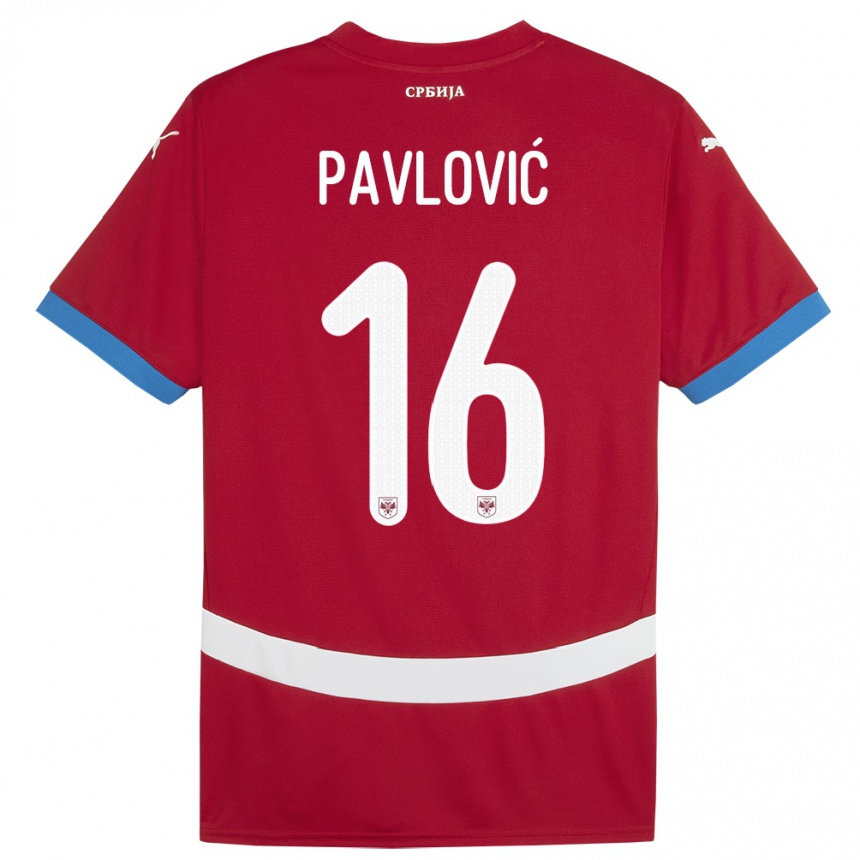 Niño Fútbol Camiseta Serbia Sara Pavlovic #16 Rojo 1ª Equipación 24-26 Argentina