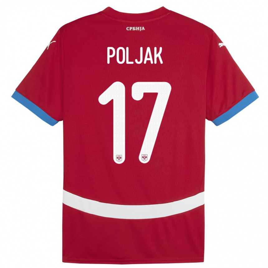 Niño Fútbol Camiseta Serbia Allegra Poljak #17 Rojo 1ª Equipación 24-26 Argentina