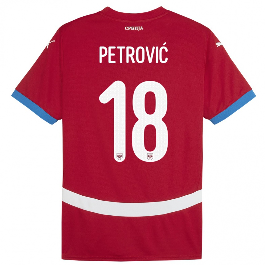 Niño Fútbol Camiseta Serbia Emilija Petrovic #18 Rojo 1ª Equipación 24-26 Argentina