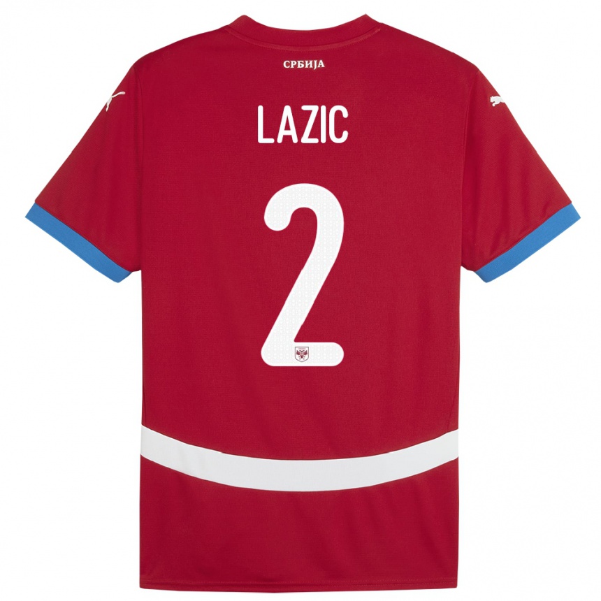 Niño Fútbol Camiseta Serbia Uros Lazic #2 Rojo 1ª Equipación 24-26 Argentina