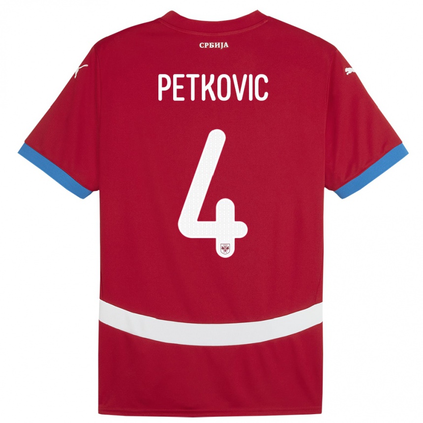 Niño Fútbol Camiseta Serbia Nikola Petkovic #4 Rojo 1ª Equipación 24-26 Argentina