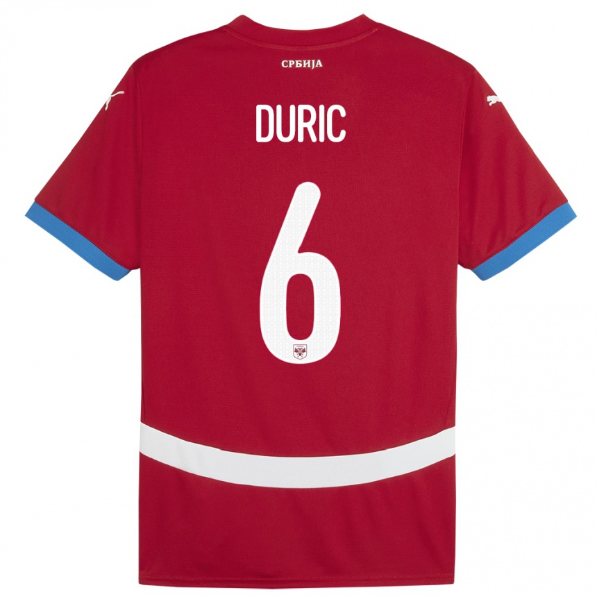 Niño Fútbol Camiseta Serbia Andrej Duric #6 Rojo 1ª Equipación 24-26 Argentina