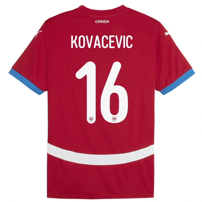 Niño Fútbol Camiseta Serbia Bojan Kovacevic #16 Rojo 1ª Equipación 24-26 Argentina