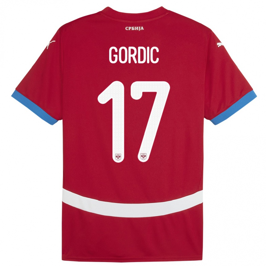 Niño Fútbol Camiseta Serbia Djordje Gordic #17 Rojo 1ª Equipación 24-26 Argentina