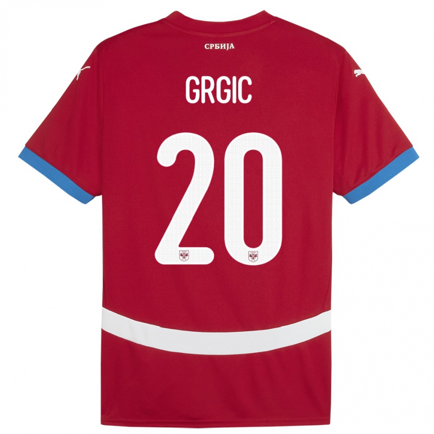 Niño Fútbol Camiseta Serbia Dario Grgic #20 Rojo 1ª Equipación 24-26 Argentina