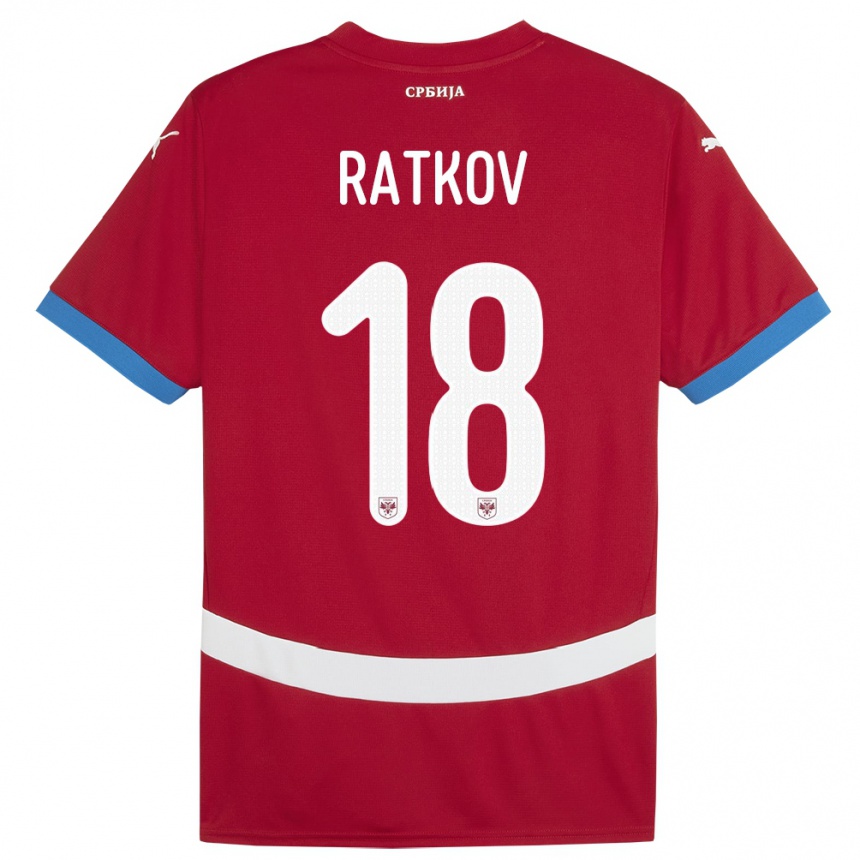 Niño Fútbol Camiseta Serbia Petar Ratkov #18 Rojo 1ª Equipación 24-26 Argentina