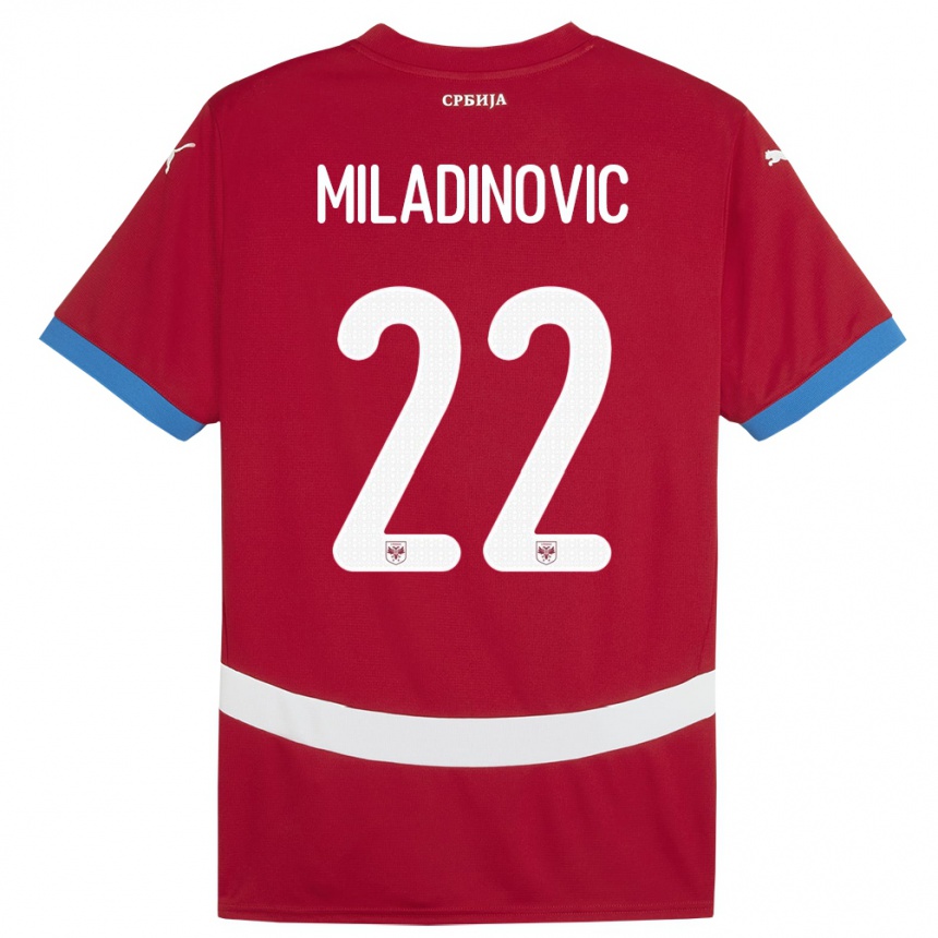 Niño Fútbol Camiseta Serbia Igor Miladinovic #22 Rojo 1ª Equipación 24-26 Argentina