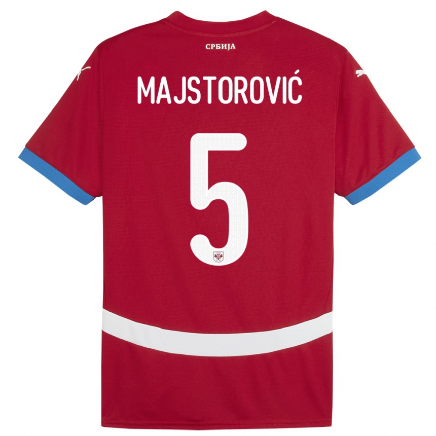 Niño Fútbol Camiseta Serbia Milan Majstorovic #5 Rojo 1ª Equipación 24-26 Argentina