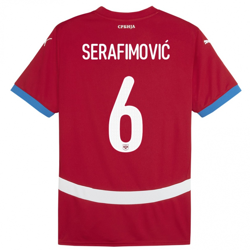 Niño Fútbol Camiseta Serbia Vojin Serafimovic #6 Rojo 1ª Equipación 24-26 Argentina