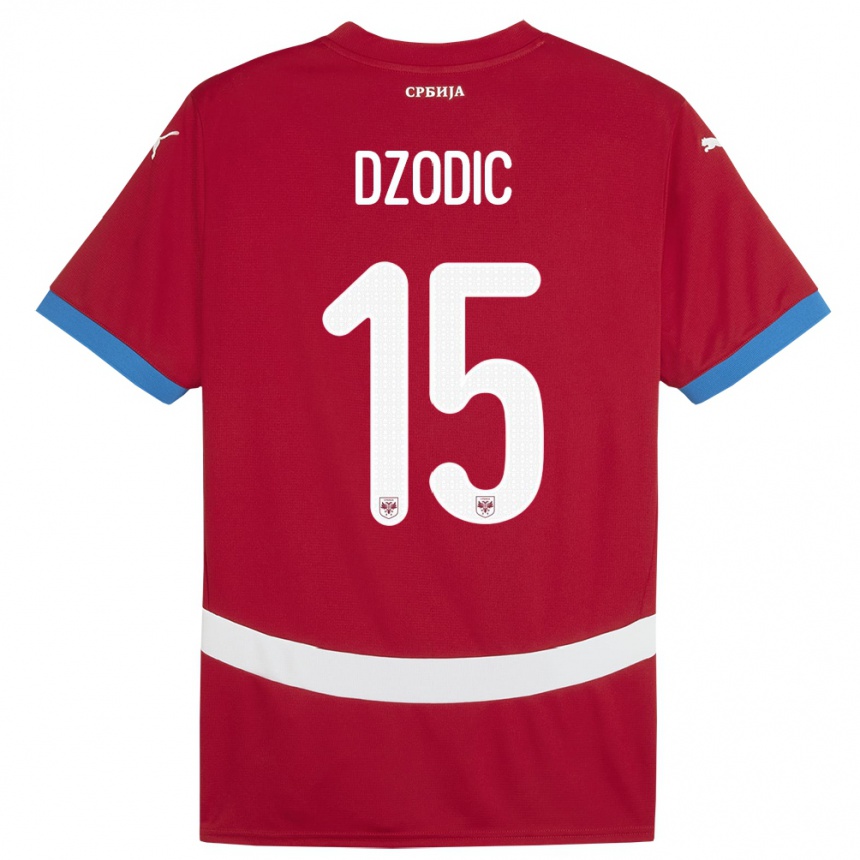 Niño Fútbol Camiseta Serbia Stefan Dzodic #15 Rojo 1ª Equipación 24-26 Argentina