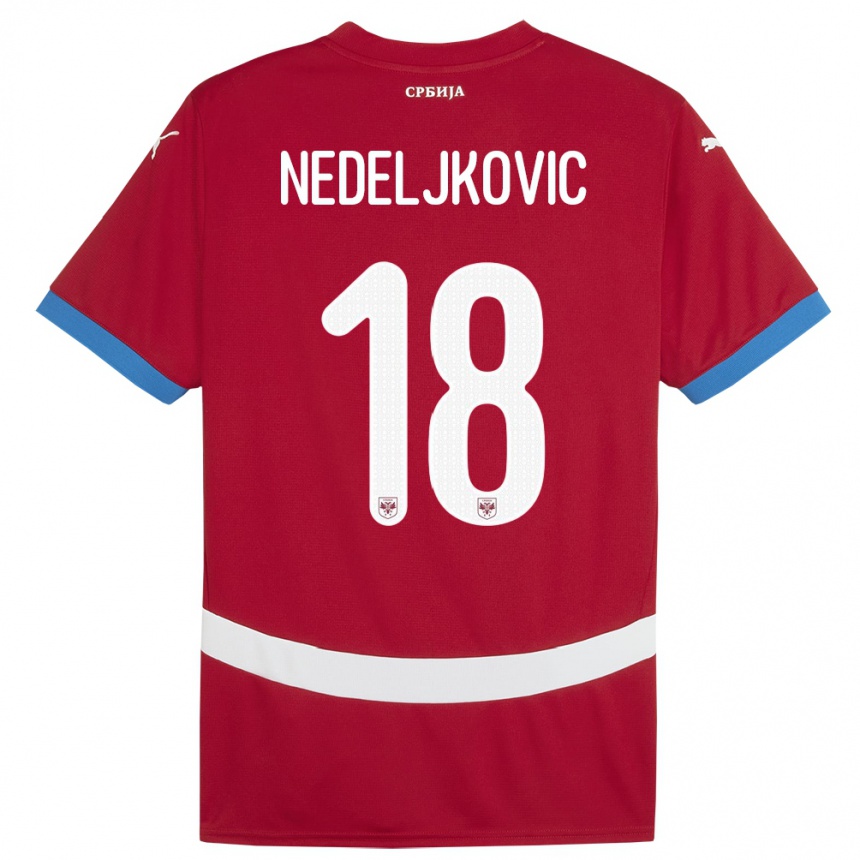 Niño Fútbol Camiseta Serbia Kosta Nedeljkovic #18 Rojo 1ª Equipación 24-26 Argentina