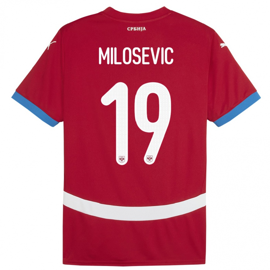 Niño Fútbol Camiseta Serbia Jovan Milosevic #19 Rojo 1ª Equipación 24-26 Argentina