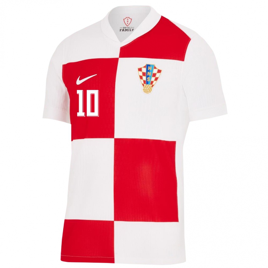 Niño Fútbol Camiseta Croacia Izabela Lojna #10 Blanco Rojo 1ª Equipación 24-26 Argentina