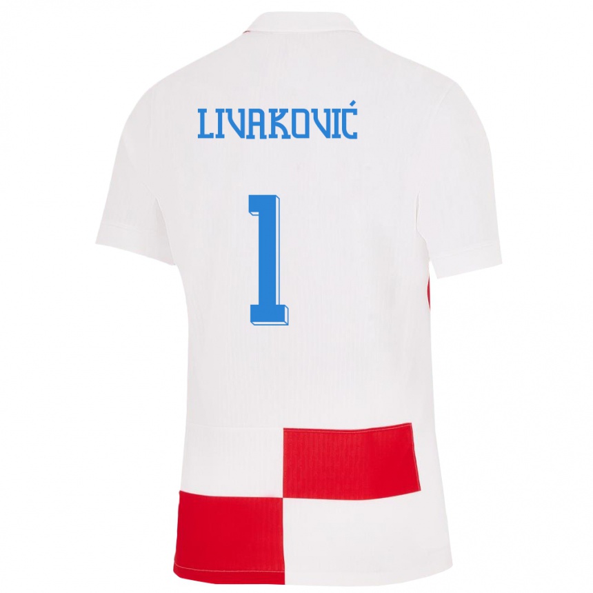 Niño Fútbol Camiseta Croacia Dominik Livakovic #1 Blanco Rojo 1ª Equipación 24-26 Argentina