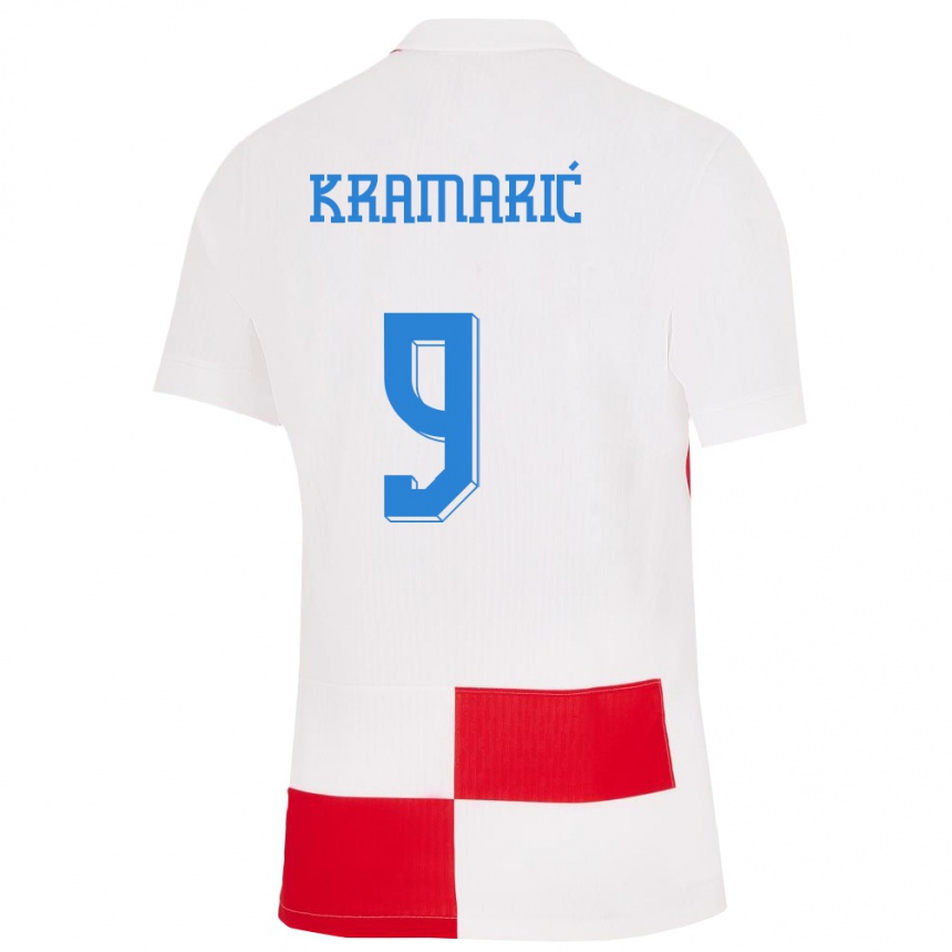 Niño Fútbol Camiseta Croacia Andrej Kramaric #9 Blanco Rojo 1ª Equipación 24-26 Argentina