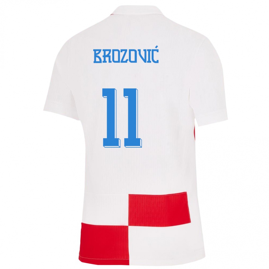 Niño Fútbol Camiseta Croacia Marcelo Brozovic #11 Blanco Rojo 1ª Equipación 24-26 Argentina