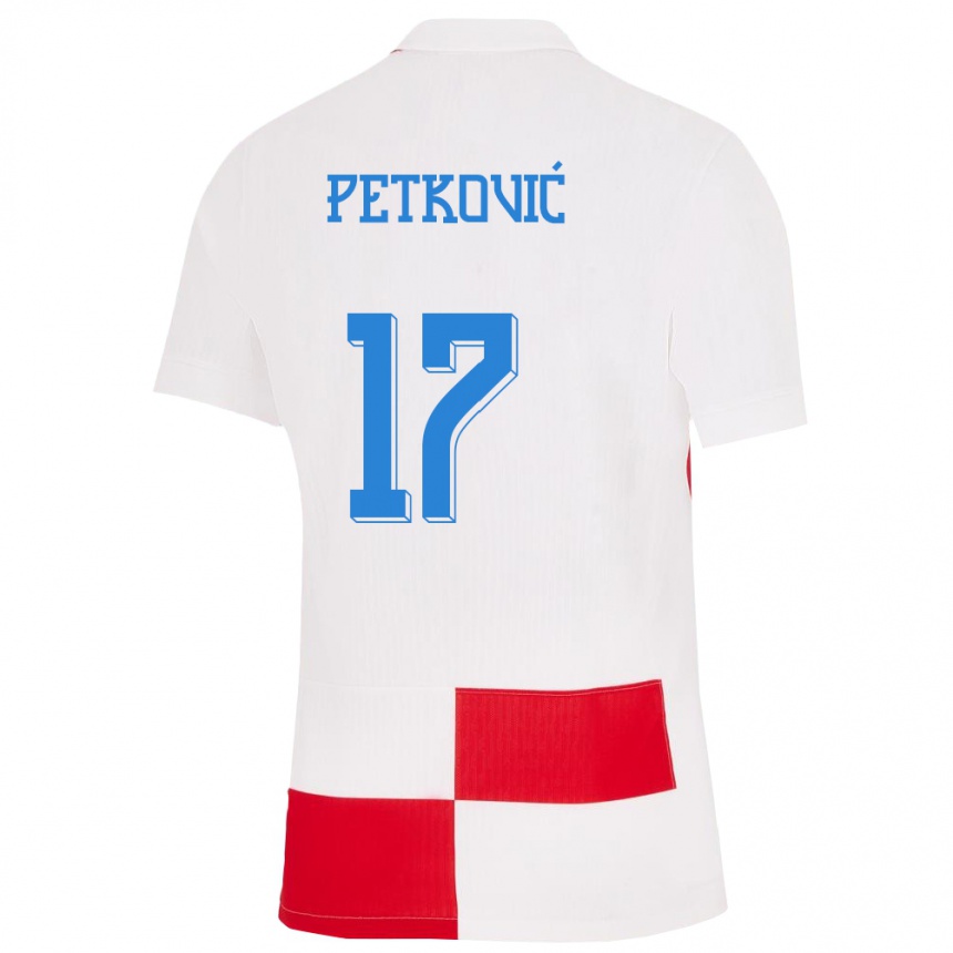 Niño Fútbol Camiseta Croacia Bruno Petkovic #17 Blanco Rojo 1ª Equipación 24-26 Argentina