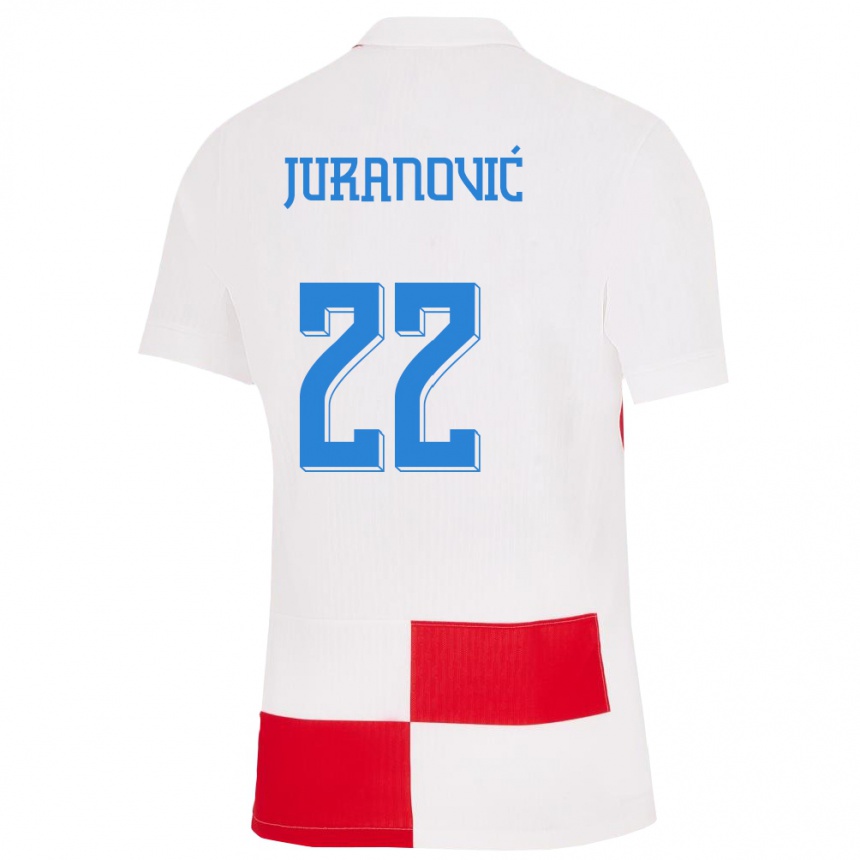 Niño Fútbol Camiseta Croacia Josip Juranovic #22 Blanco Rojo 1ª Equipación 24-26 Argentina