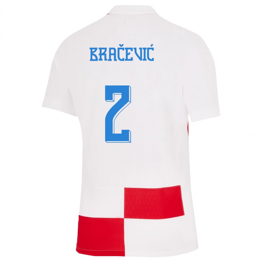 Niño Fútbol Camiseta Croacia Petra Bracevic #2 Blanco Rojo 1ª Equipación 24-26 Argentina