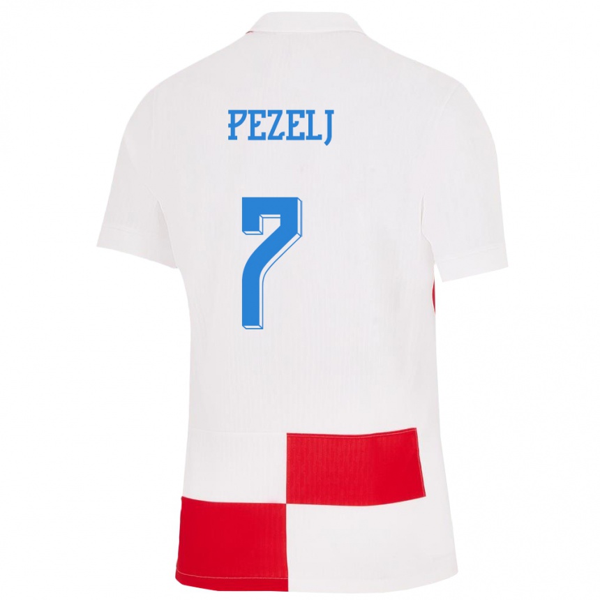 Niño Fútbol Camiseta Croacia Petra Pezelj #7 Blanco Rojo 1ª Equipación 24-26 Argentina