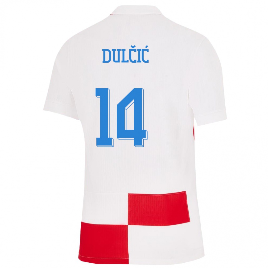 Niño Fútbol Camiseta Croacia Antonia Dulcic #14 Blanco Rojo 1ª Equipación 24-26 Argentina