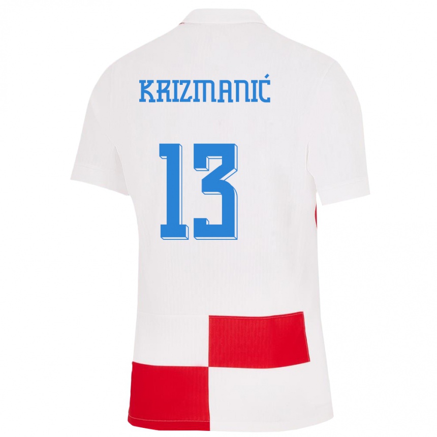 Niño Fútbol Camiseta Croacia Kresimir Krizmanic #13 Blanco Rojo 1ª Equipación 24-26 Argentina